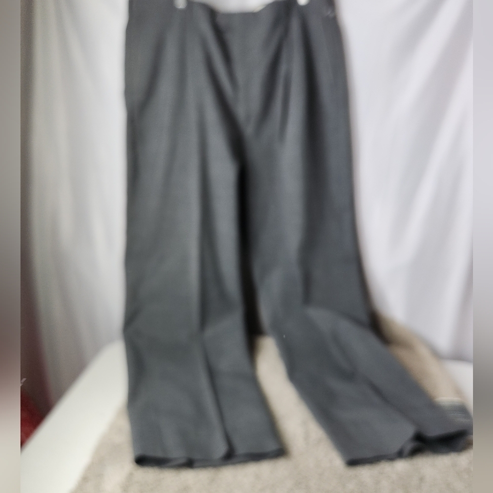 John Alexander Mens Gray USA Made Hook & Button Front 100% Wool Slacks